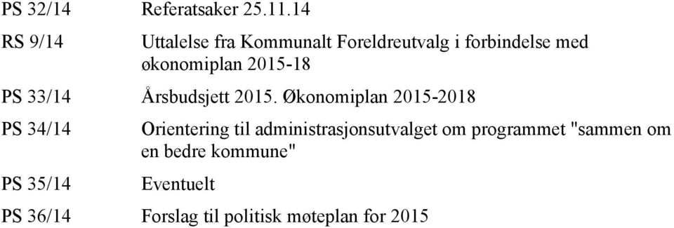 2015-18 PS 33/14 Årsbudsjett 2015.