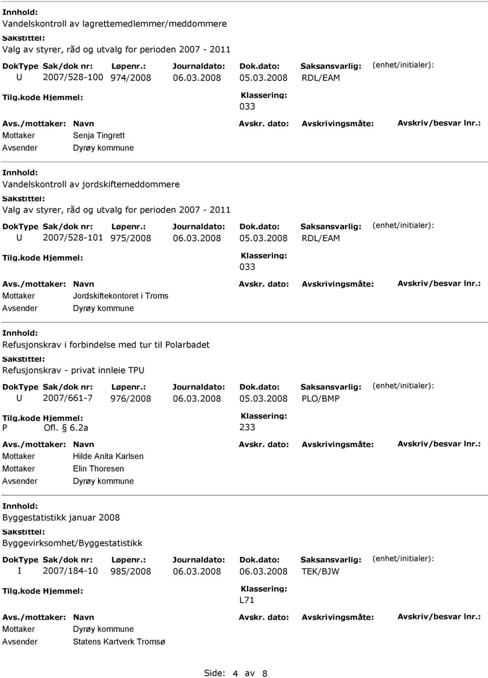 Troms Refusjonskrav i forbindelse med tur til olarbadet Refusjonskrav - privat innleie T 2007/661-7 976/2008 LO/BM Ofl. 6.