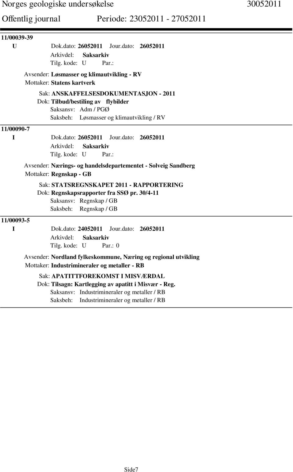 klimautvikling / RV 11/00090-7 I Dok.dato: 26052011 Jour.