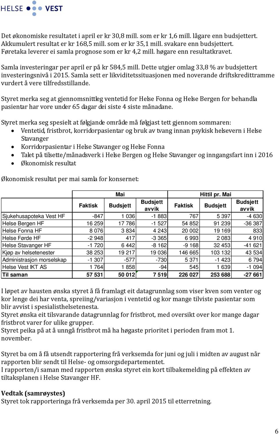 Samla sett er likviditetssituasjonen med noverande driftskredittramme vurdert å vere tilfredsstillande.