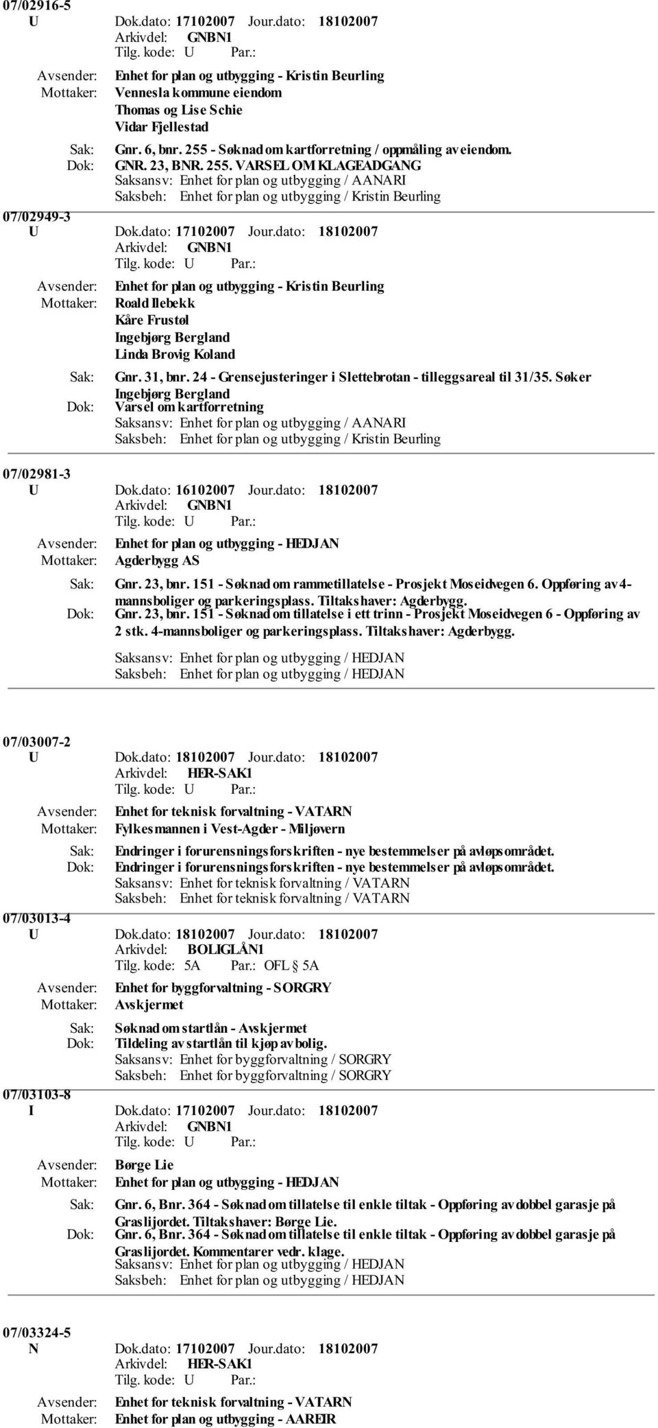 dato: Enhet for plan og utbygging - Kristin Beurling Roald Ilebekk Kåre Frustøl Ingebjørg Bergland Linda Brovig Koland Gnr. 31, bnr. 24 - Grensejusteringer i Slettebrotan - tilleggsareal til 31/35.