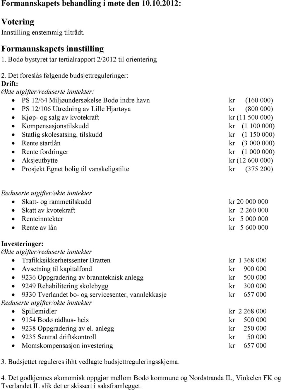 og salg av kvotekraft kr (11 500 000) Kompensasjonstilskudd kr (1 100 000) Statlig skolesatsing, tilskudd kr (1 150 000) Rente startlån kr (3 000 000) Rente fordringer kr (1 000 000) Aksjeutbytte kr