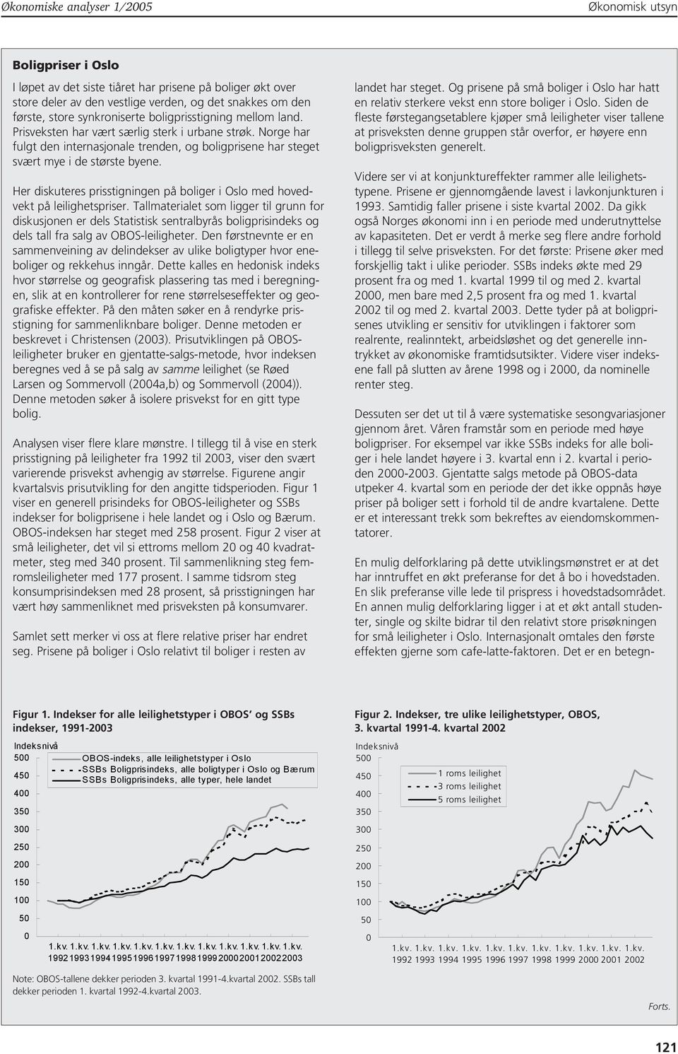 Her diskuteres prisstigningen på boliger i Oslo med hovedvekt på leilighetspriser.