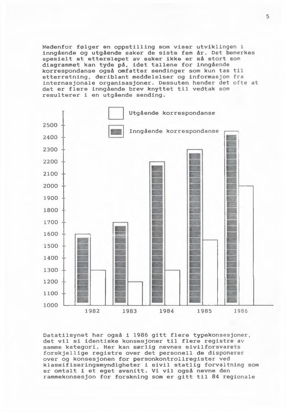 meddelelser og informasjon fra internasjonale organisasjoner. Dessuten hender det ofte at det er flere inngående brev knyttet til vedtak som resulterer i en utgående sending.