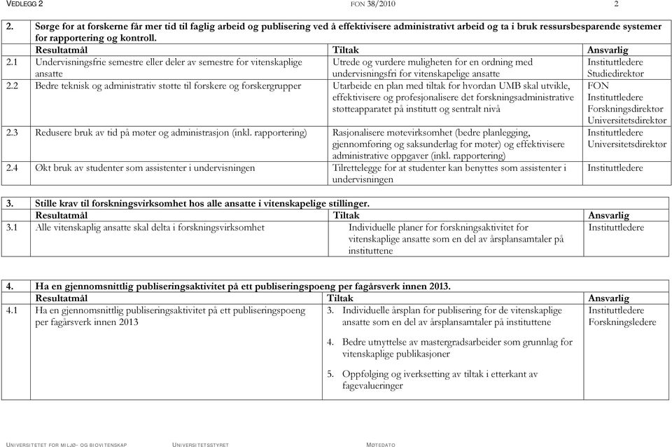 1 Undervisningsfrie semestre eller deler av semestre for vitenskaplige Utrede og vurdere muligheten for en ordning med ansatte undervisningsfri for vitenskapelige ansatte 2.