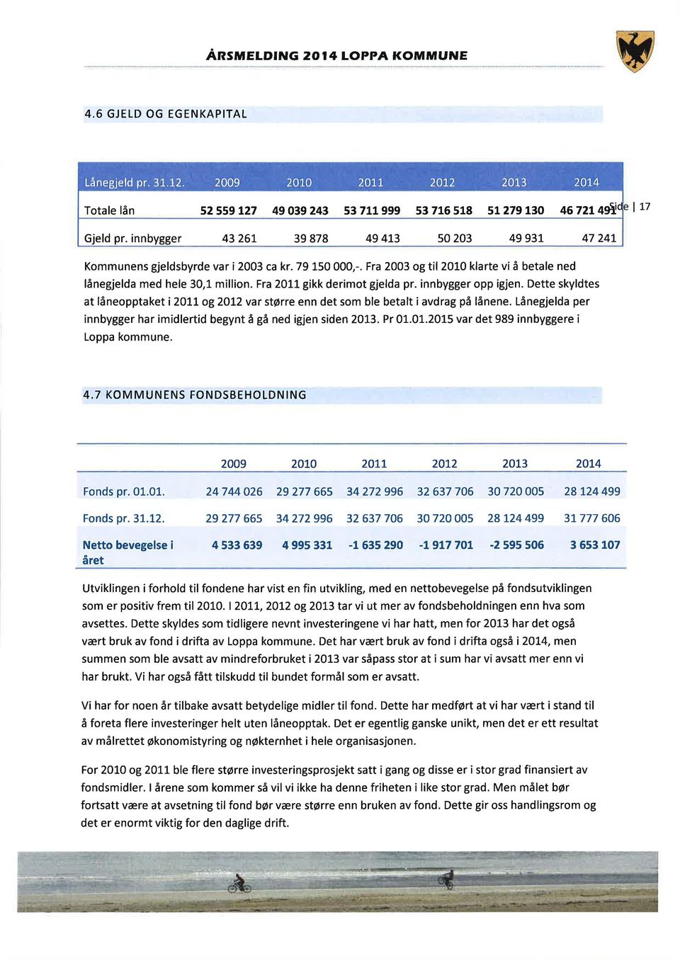 Fra 2OtL gikk derimot gjelda pr. innbygger opp igjen. Dette skyldtes at låneopptaket i 211 og2ol2 var større enn det som ble betalt avdrag på lånene.