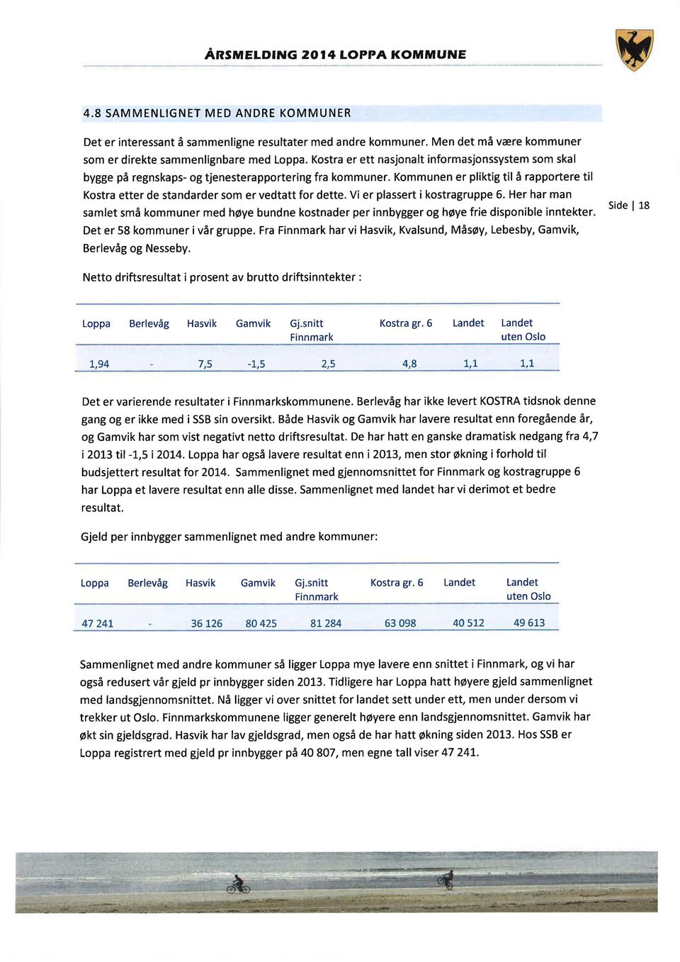 Kommunen er pliktig til å rapportere til Kostra etter de standarder som er vedtatt for dette. Vi er plassert i kostragruppe 6.