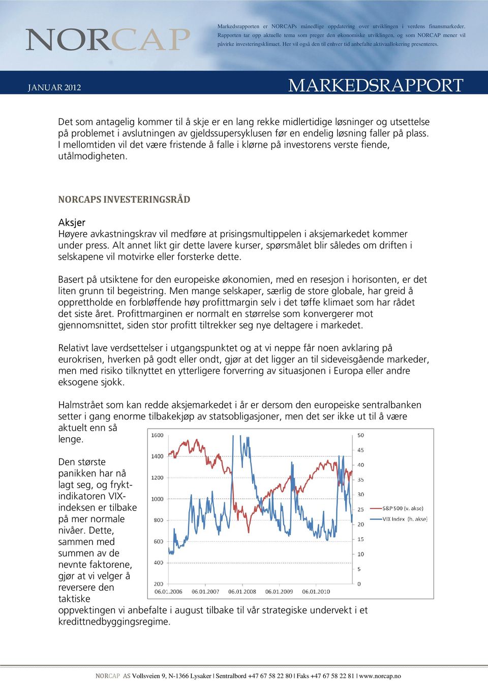 NORCAPS INVESTERINGSRÅD Aksjer Høyere avkastningskrav vil medføre at prisingsmultippelen i aksjemarkedet kommer under press.