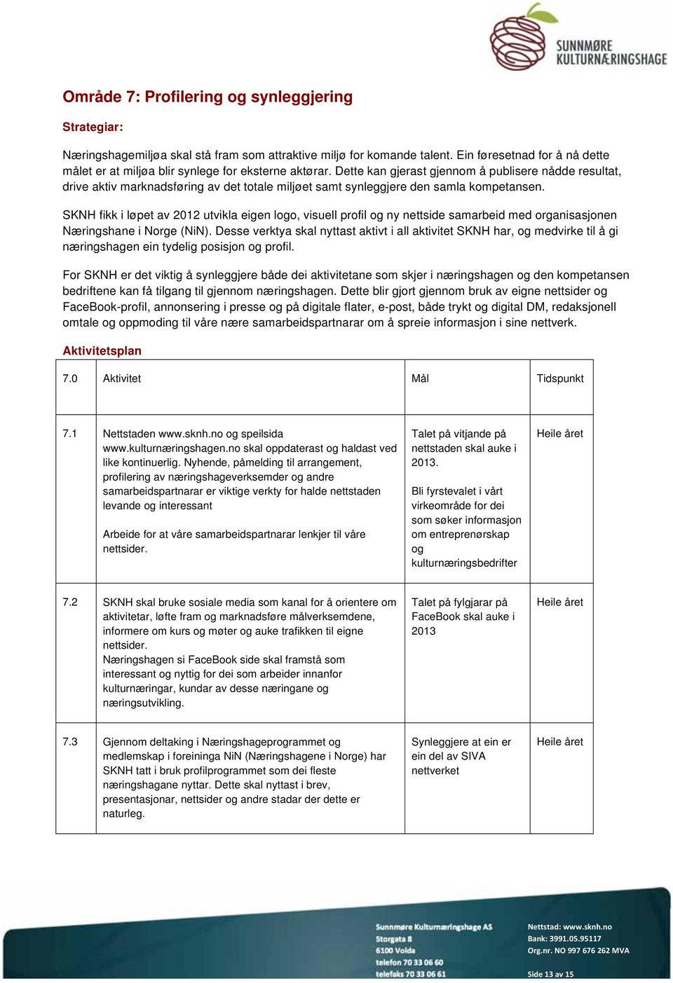 Dette kan gjerast gjennom å publisere nådde resultat, drive aktiv marknadsføring av det totale miljøet samt synleggjere den samla kompetansen.