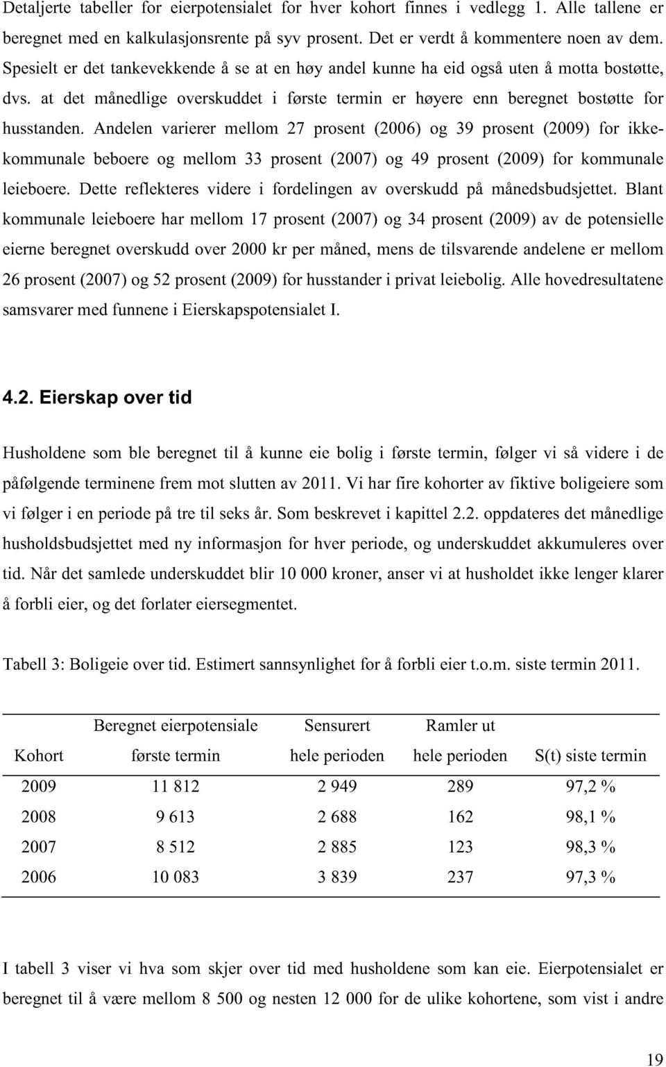 Andelen varierer mellom 27 prosent (2006) og 39 prosent (2009) for ikkekommunale beboere og mellom 33 prosent (2007) og 49 prosent (2009) for kommunale leieboere.