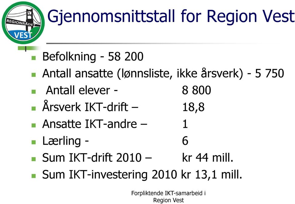 Årsverk IKT-drift 18,8 Ansatte IKT-andre 1 Lærling - 6 Sum