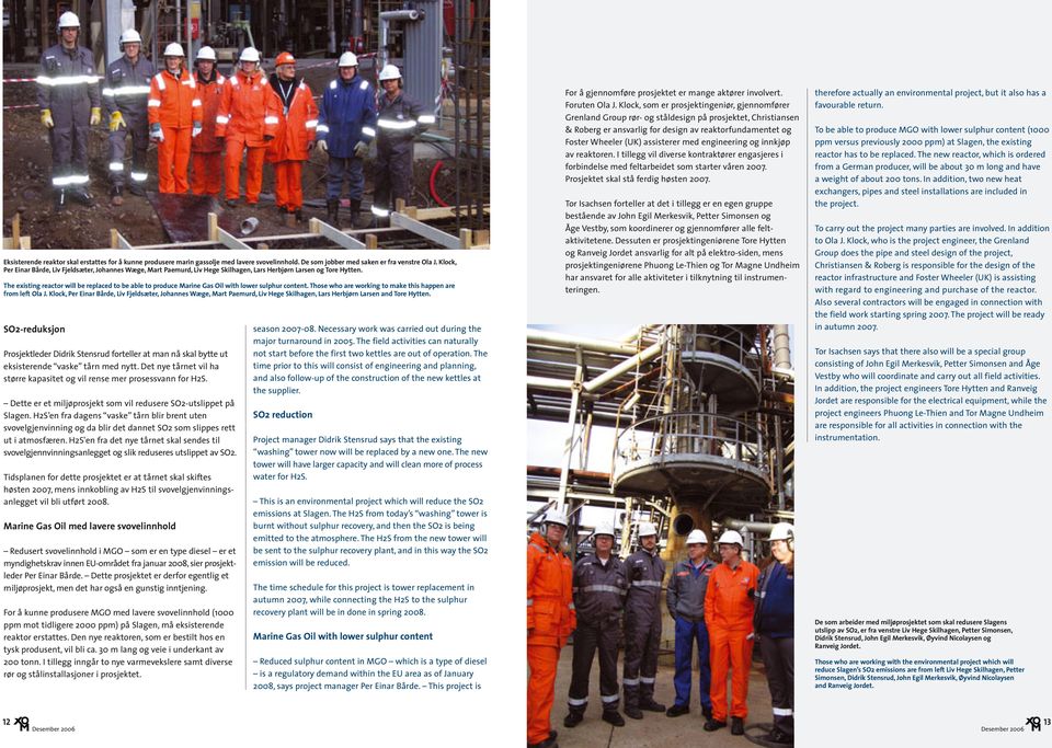 The existing reactor will be replaced to be able to produce Marine Gas Oil with lower sulphur content. Those who are working to make this happen are from left Ola J.