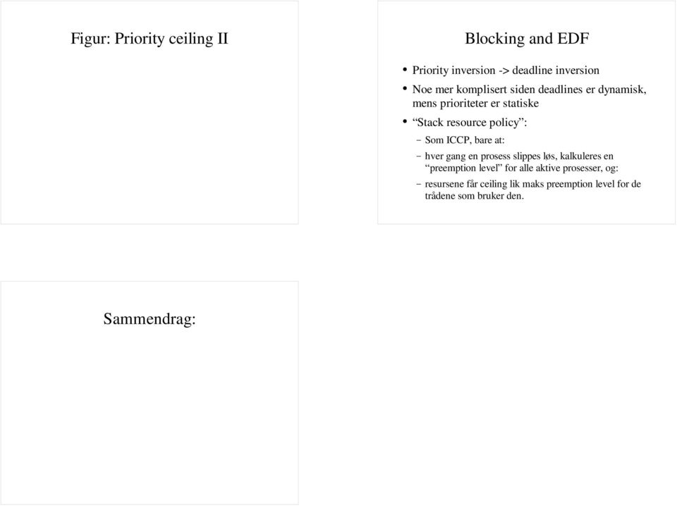 ICCP, bare at: hver gang en prosess slippes løs, kalkuleres en preemption level for alle aktive