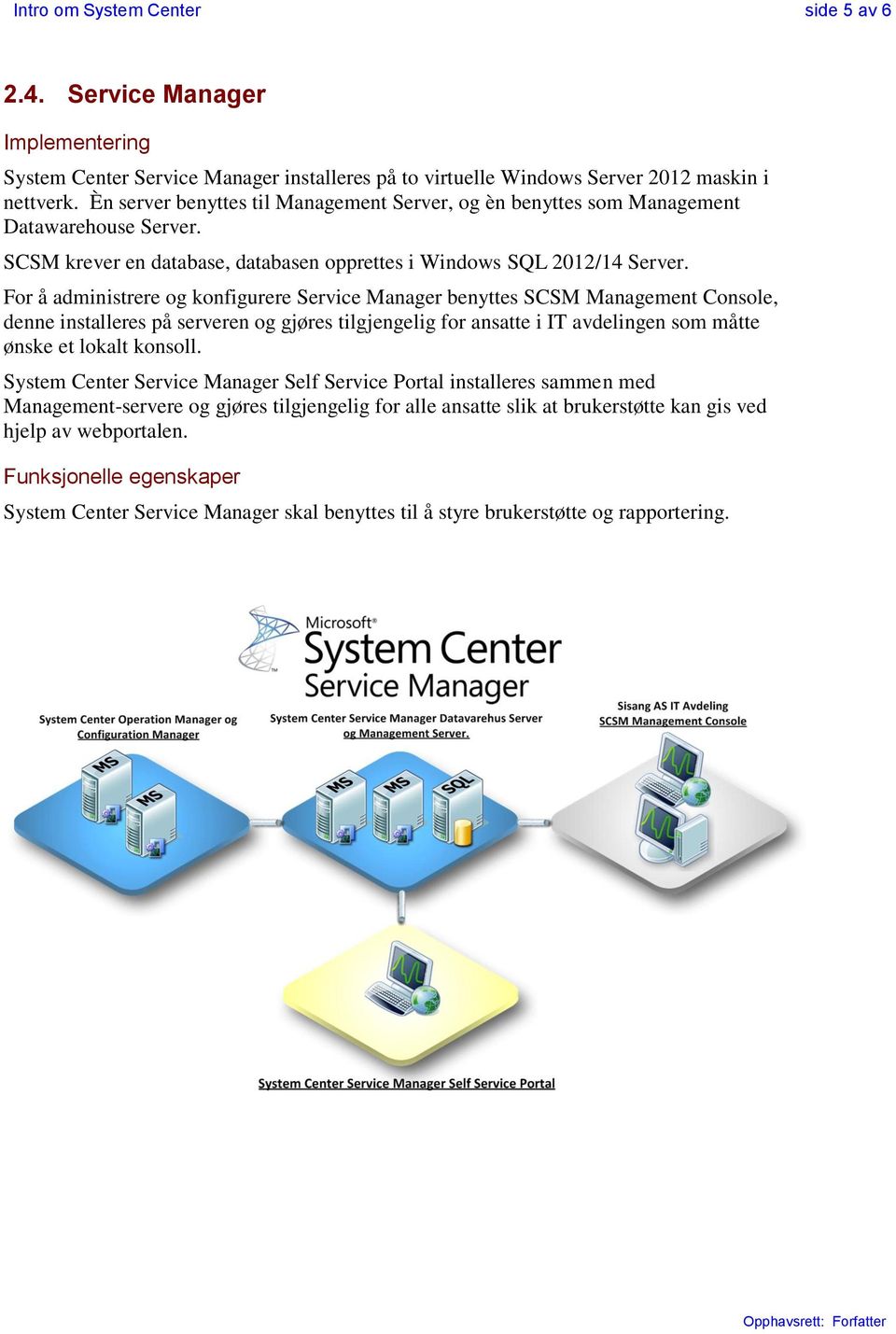 For å administrere og konfigurere Service Manager benyttes SCSM Management Console, denne installeres på serveren og gjøres tilgjengelig for ansatte i IT avdelingen som måtte ønske et lokalt konsoll.