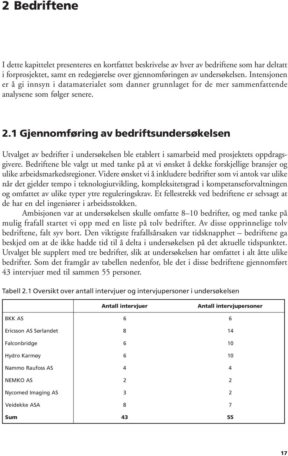 1 Gjennomføring av bedriftsundersøkelsen Utvalget av bedrifter i undersøkelsen ble etablert i samarbeid med prosjektets oppdragsgivere.