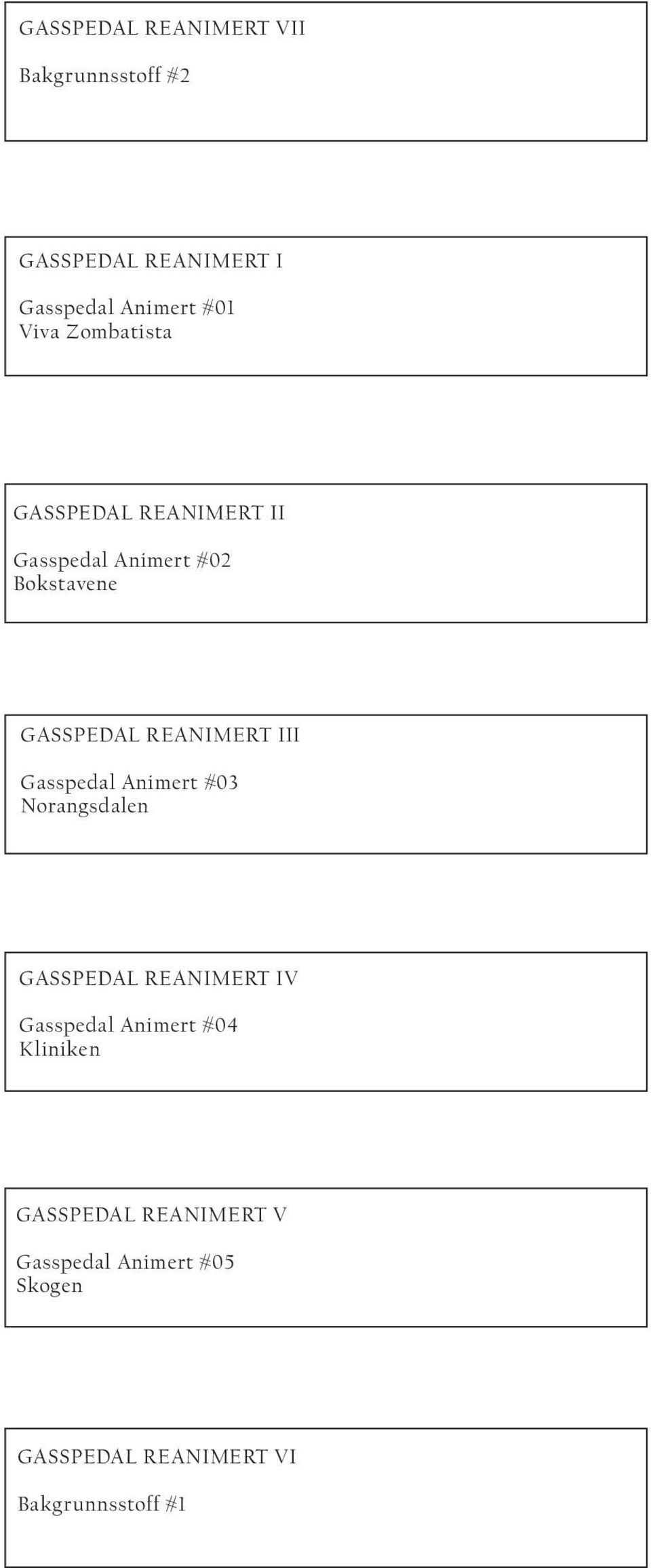 Gasspedal Animert #03 Norangsdalen Gasspedal Reanimert IV Gasspedal Animert #04 Kliniken