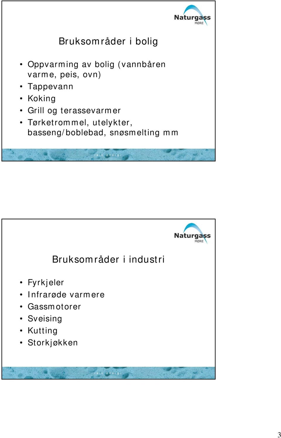 utelykter, basseng/boblebad, snøsmelting mm Bruksområder i