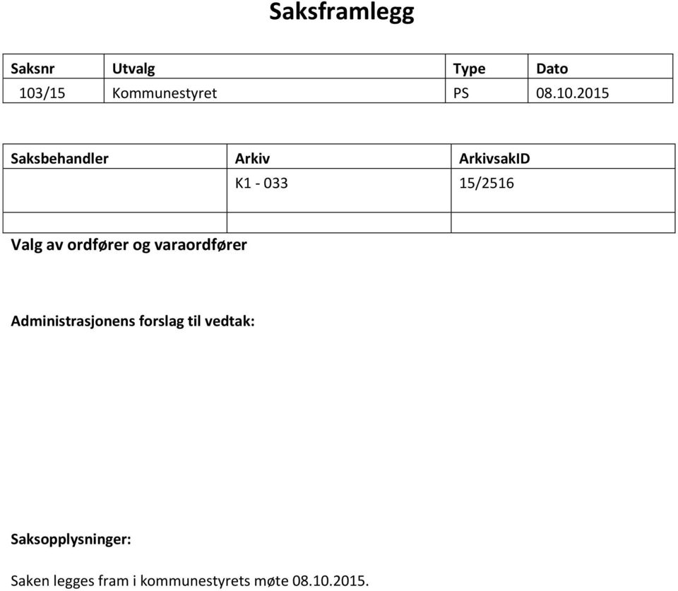 ordfører og varaordfører Administrasjonens forslag til vedtak: