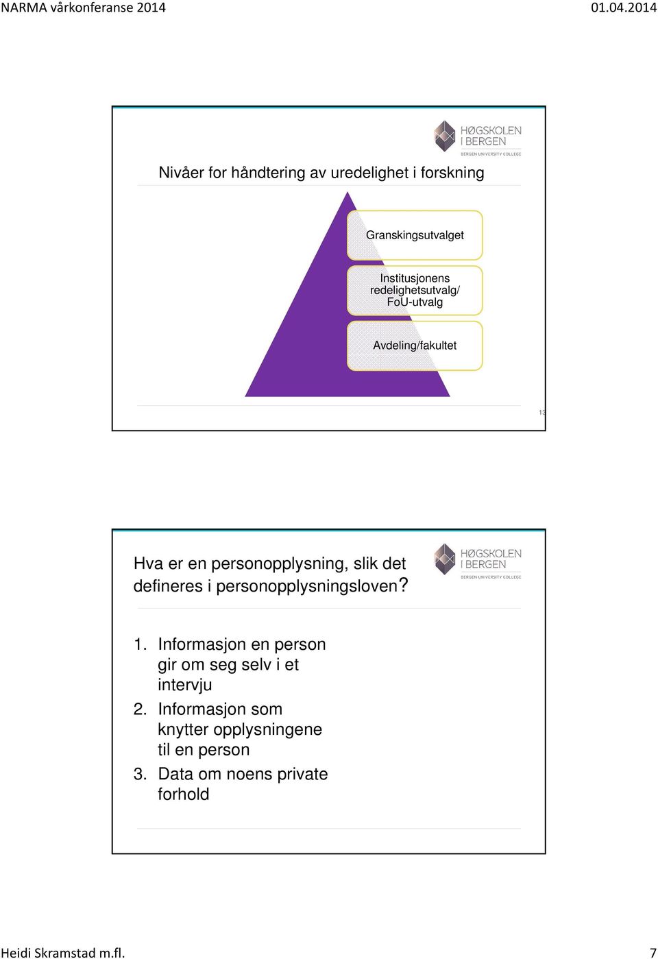 defineres i personopplysningsloven? 1. Informasjon en person gir om seg selv i et intervju 2.