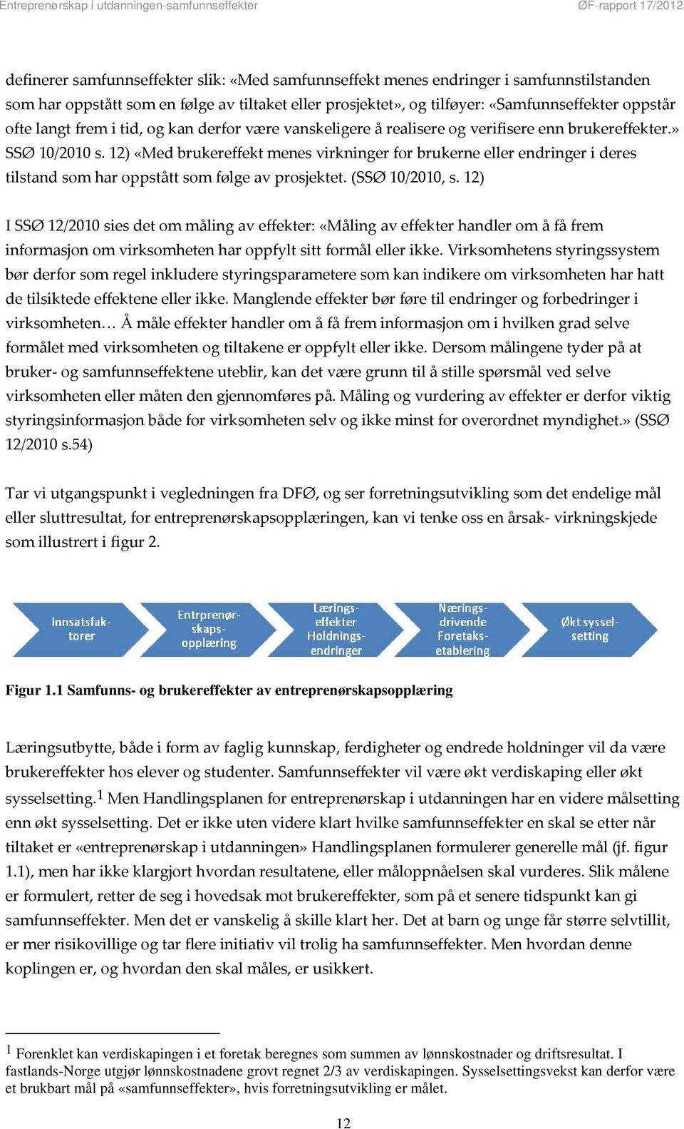 12) «Med brukereffekt menes virkninger for brukerne eller endringer i deres tilstand som har oppstått som følge av prosjektet. (SSØ 10/2010, s.