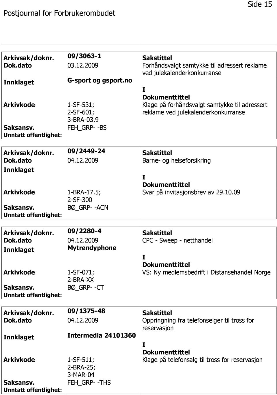 5; 2-SF-300 BØ_GRP- -ACN Svar på invitasjonsbrev av 29.10.09 Arkivsak/doknr. 09/2280-4 Sakstittel Dok.dato 04.12.