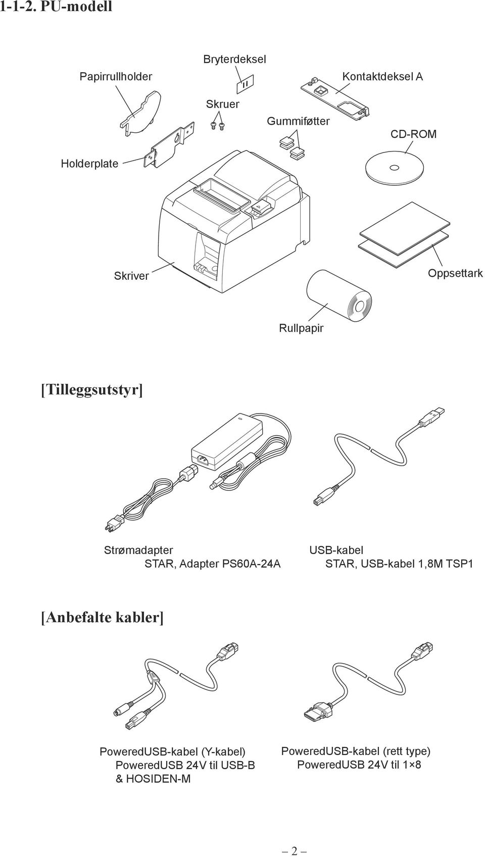 Holderplate Skriver Oppsettark Rullpapir [Tilleggsutstyr] Strømadapter STAR, Adapter