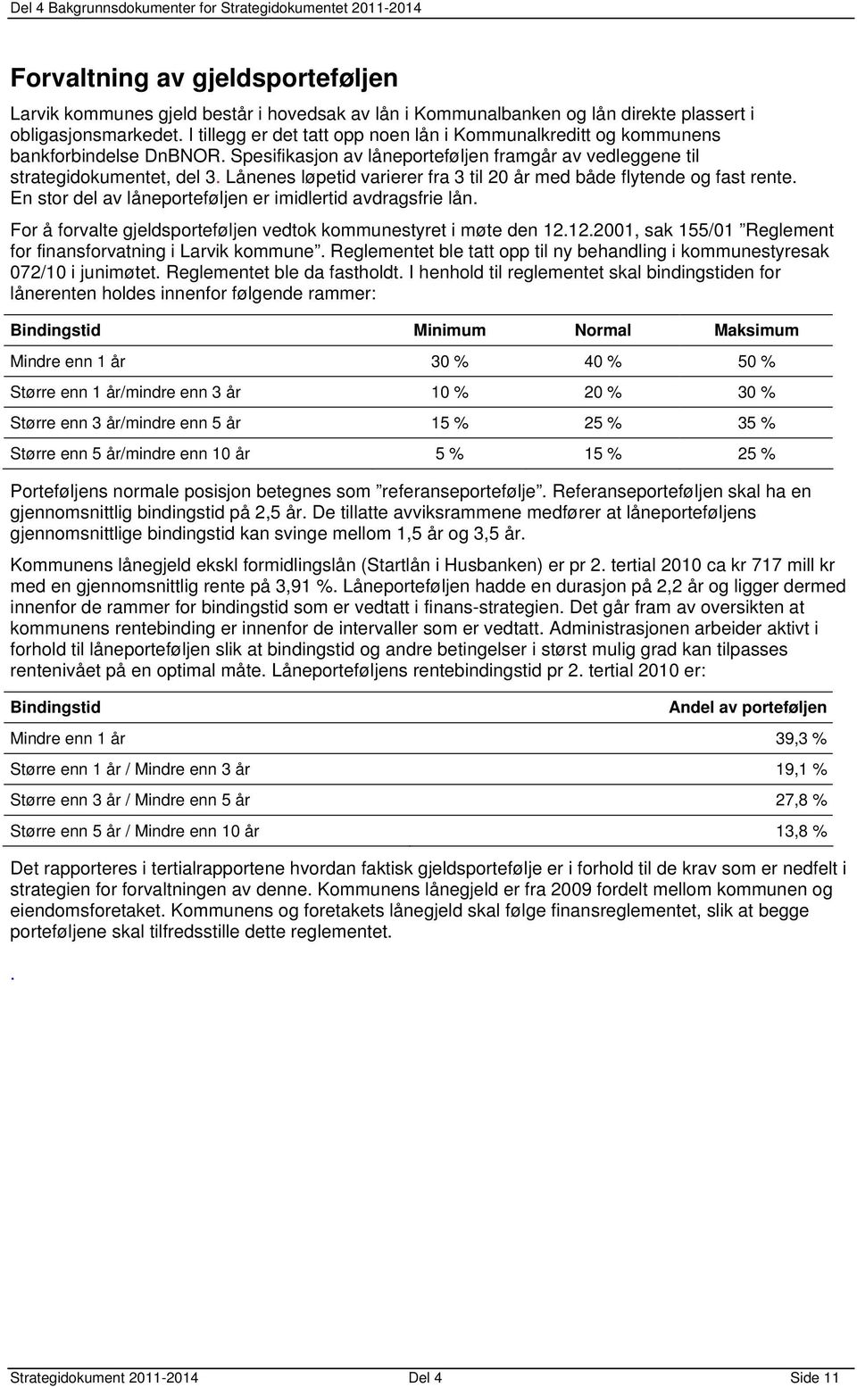 Lånenes løpetid varierer fra 3 til 20 år med både flytende og fast rente. En stor del av låneporteføljen er imidlertid avdragsfrie lån.