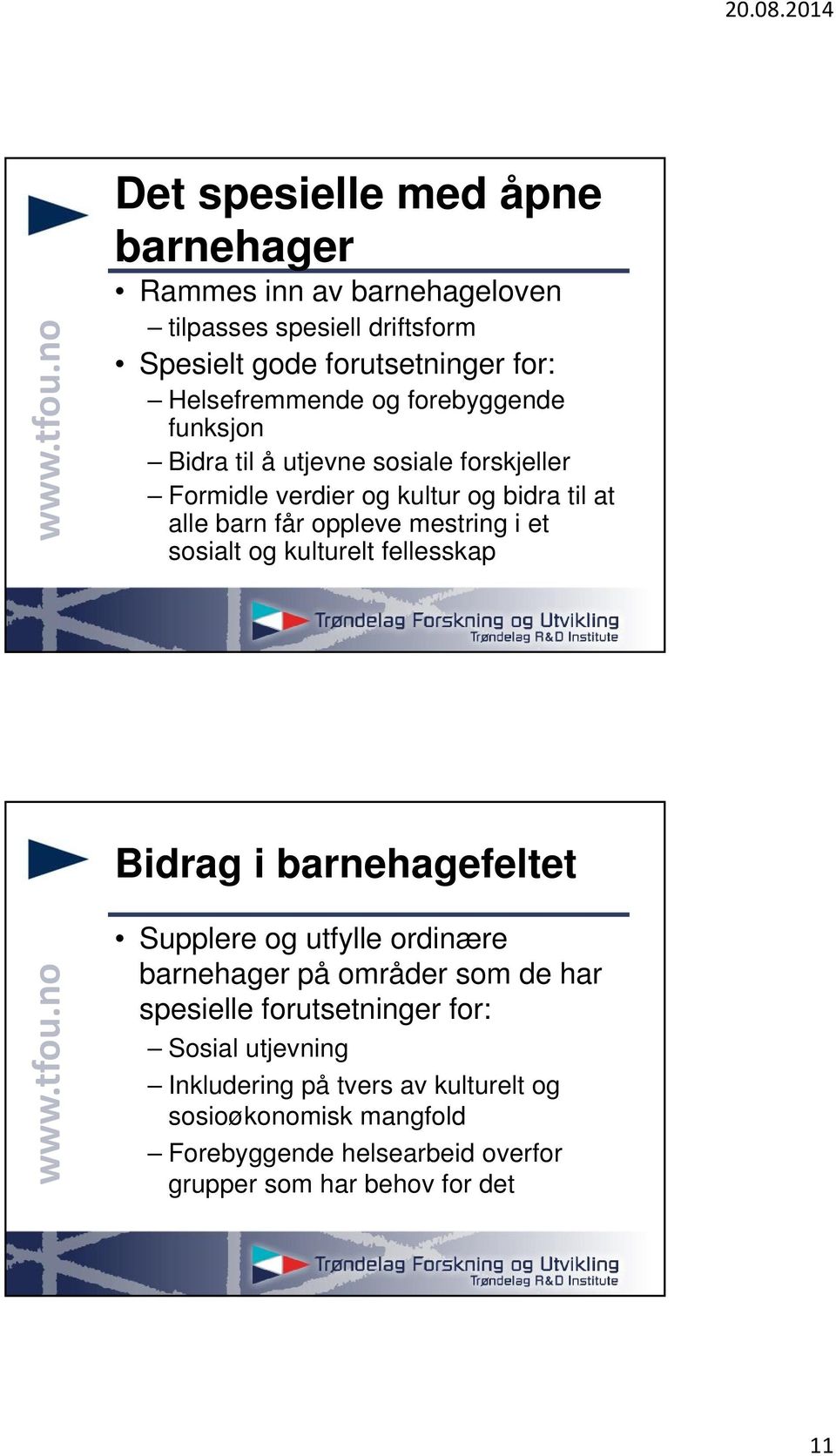 i et sosialt og kulturelt fellesskap Bidrag i feltet Supplere og utfylle ordinære r på områder som de har spesielle forutsetninger for: