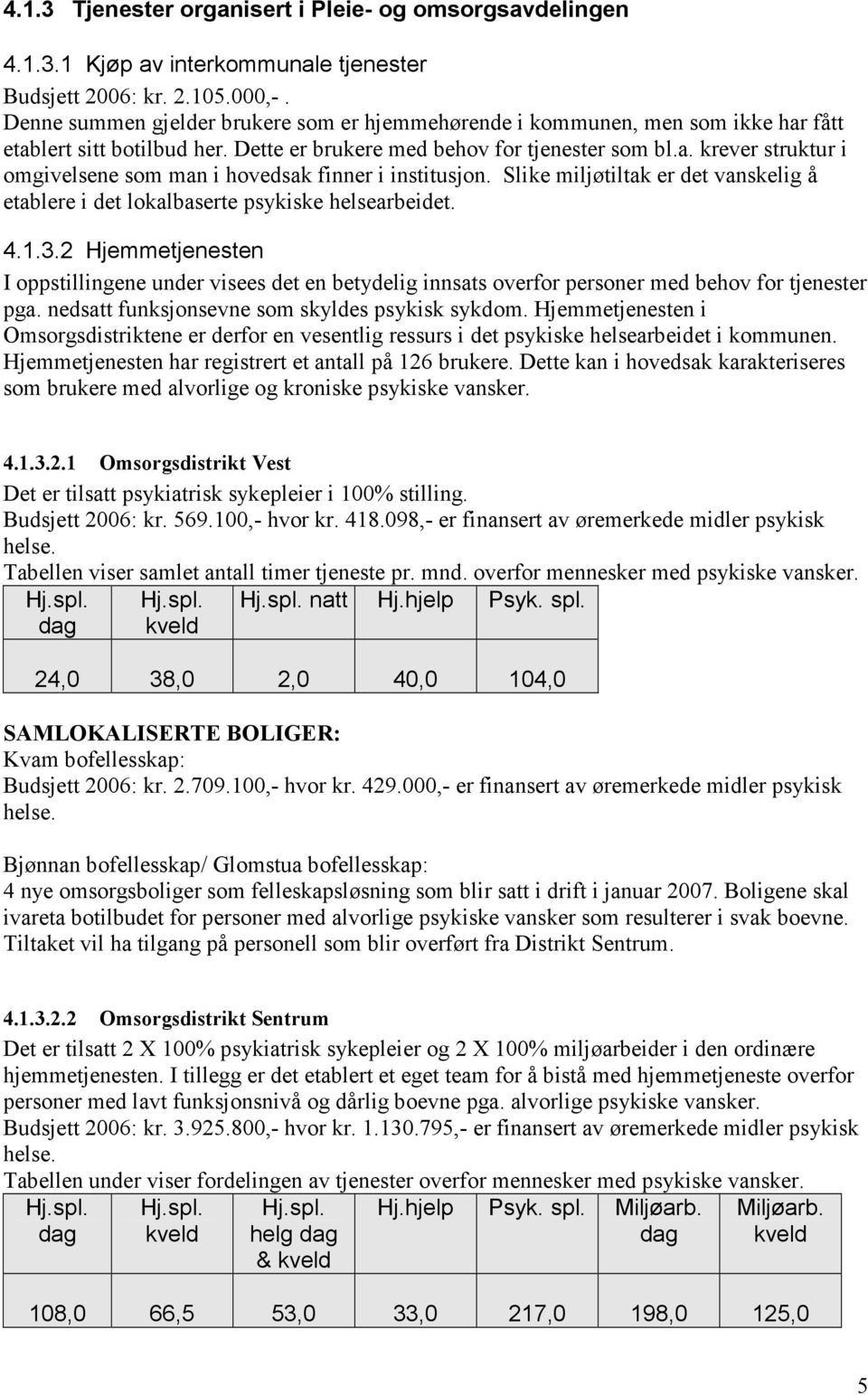 Slike miljøtiltak er det vanskelig å etablere i det lokalbaserte psykiske helsearbeidet. 4.1.3.