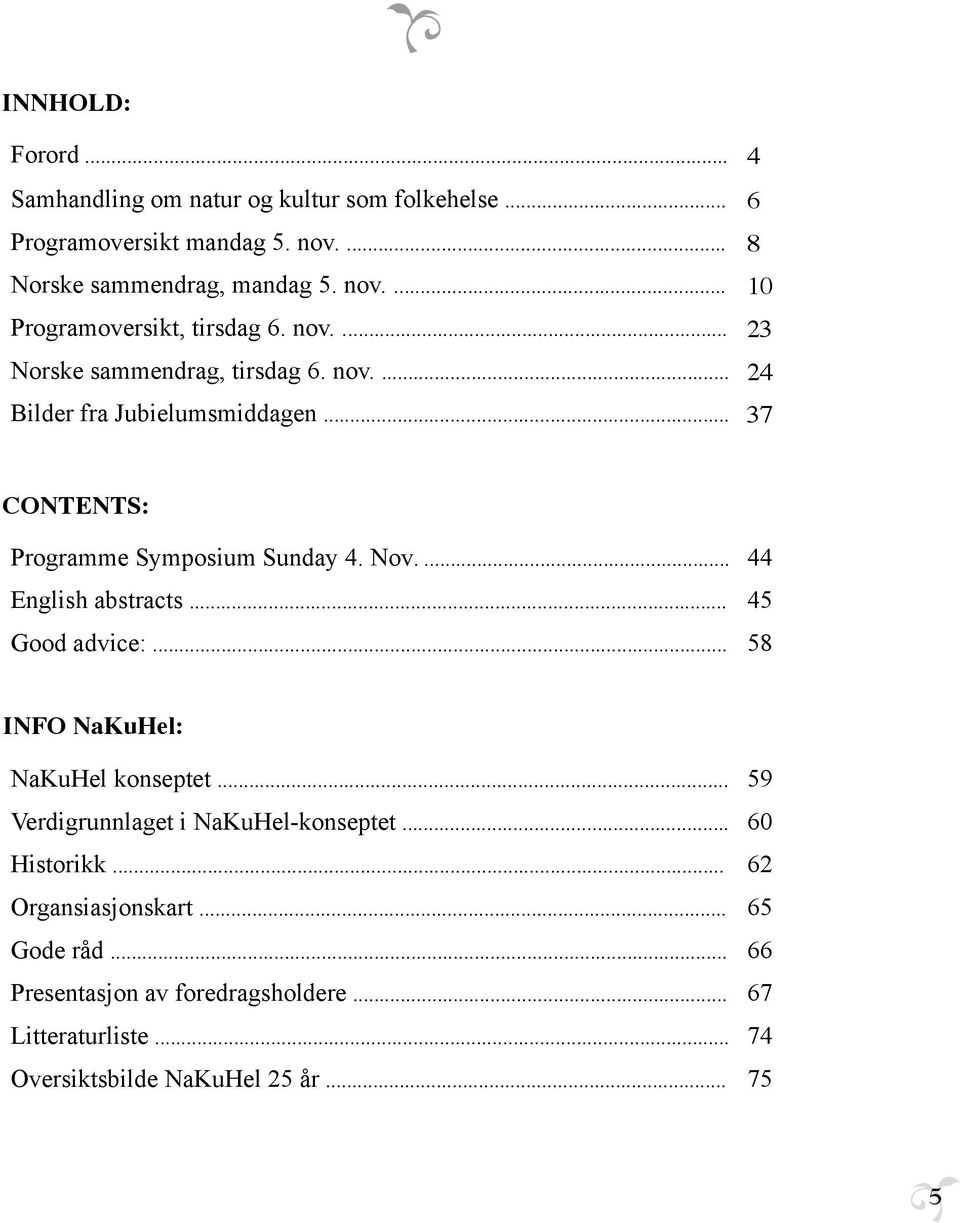 ... 44 English abstracts... 45 Good advice:... 58 INFO NaKuHel: NaKuHel konseptet... 59 Verdigrunnlaget i NaKuHel-konseptet... 60 Historikk.