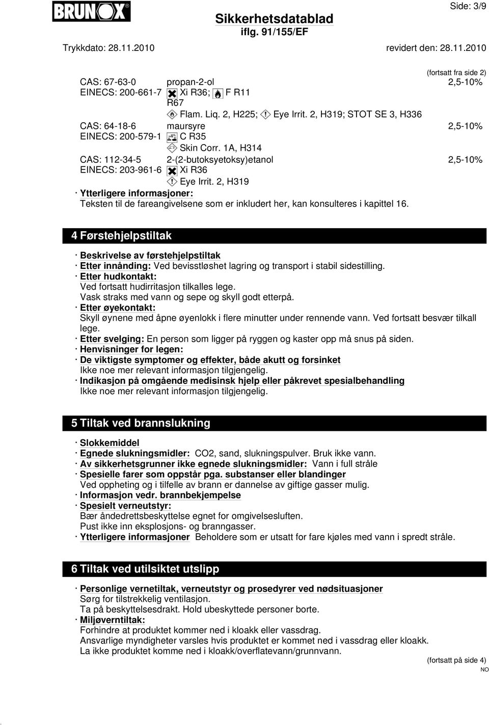 2, H319 Ytterligere informasjoner: Teksten til de fareangivelsene som er inkludert her, kan konsulteres i kapittel 16.