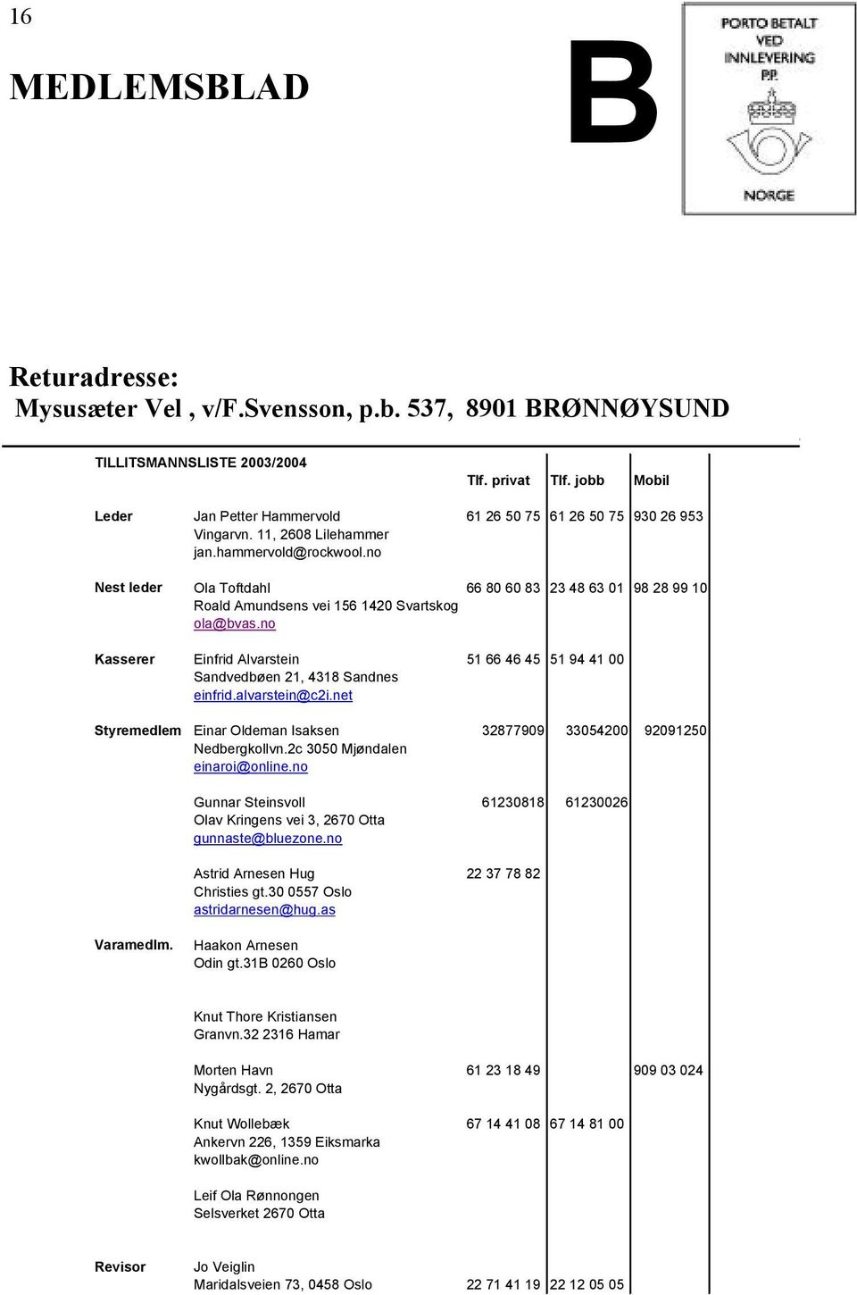 no Nest leder Ola Toftdahl 66 80 60 83 23 48 63 01 98 28 99 10 Roald Amundsens vei 156 1420 Svartskog ola@bvas.