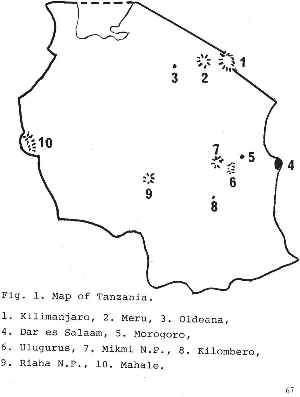 Morogoro, 6. Ulugurus, 7. Mikrni N.P., 8.