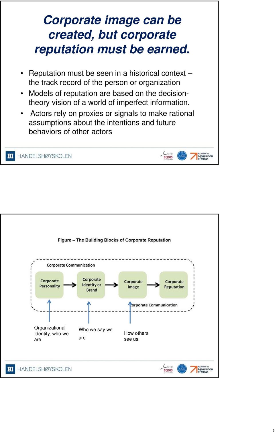 reputation are based on the decisiontheory vision of a world of imperfect information.