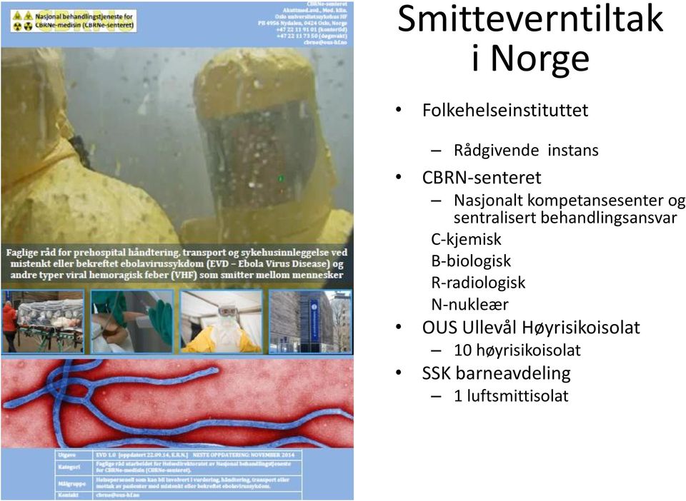 behandlingsansvar C-kjemisk B-biologisk R-radiologisk N-nukleær OUS