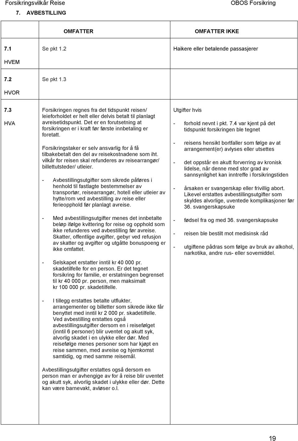 Det er en forutsetning at forsikringen er i kraft før første innbetaling er foretatt. Forsikringstaker er selv ansvarlig for å få tilbakebetalt den del av reisekostnadene som iht.