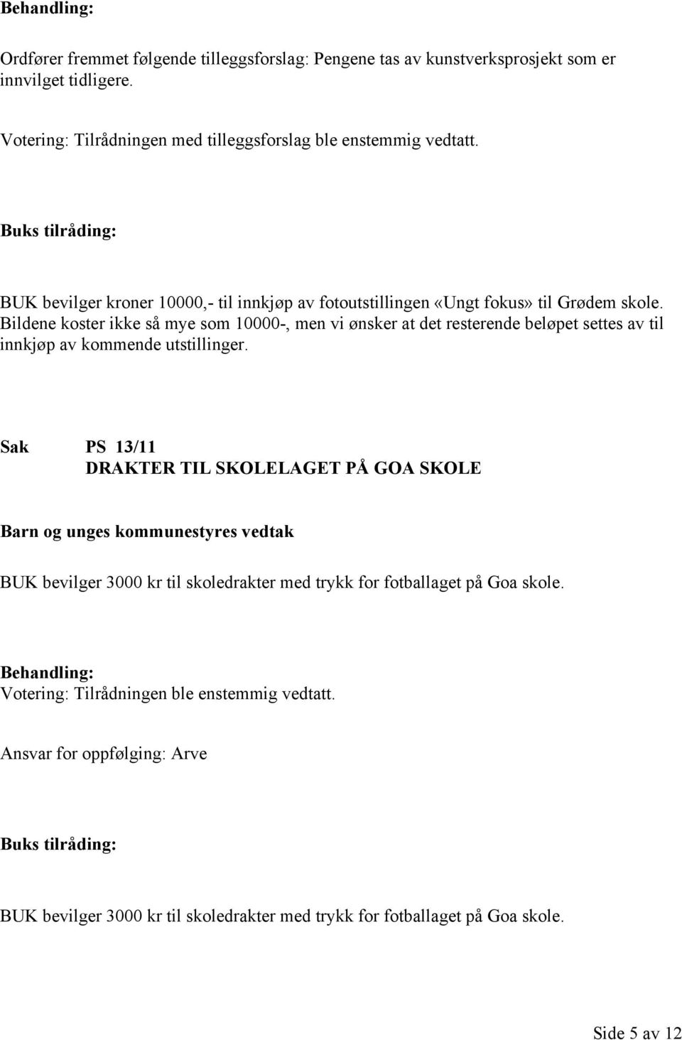 Bildene koster ikke så mye som 10000-, men vi ønsker at det resterende beløpet settes av til innkjøp av kommende utstillinger.