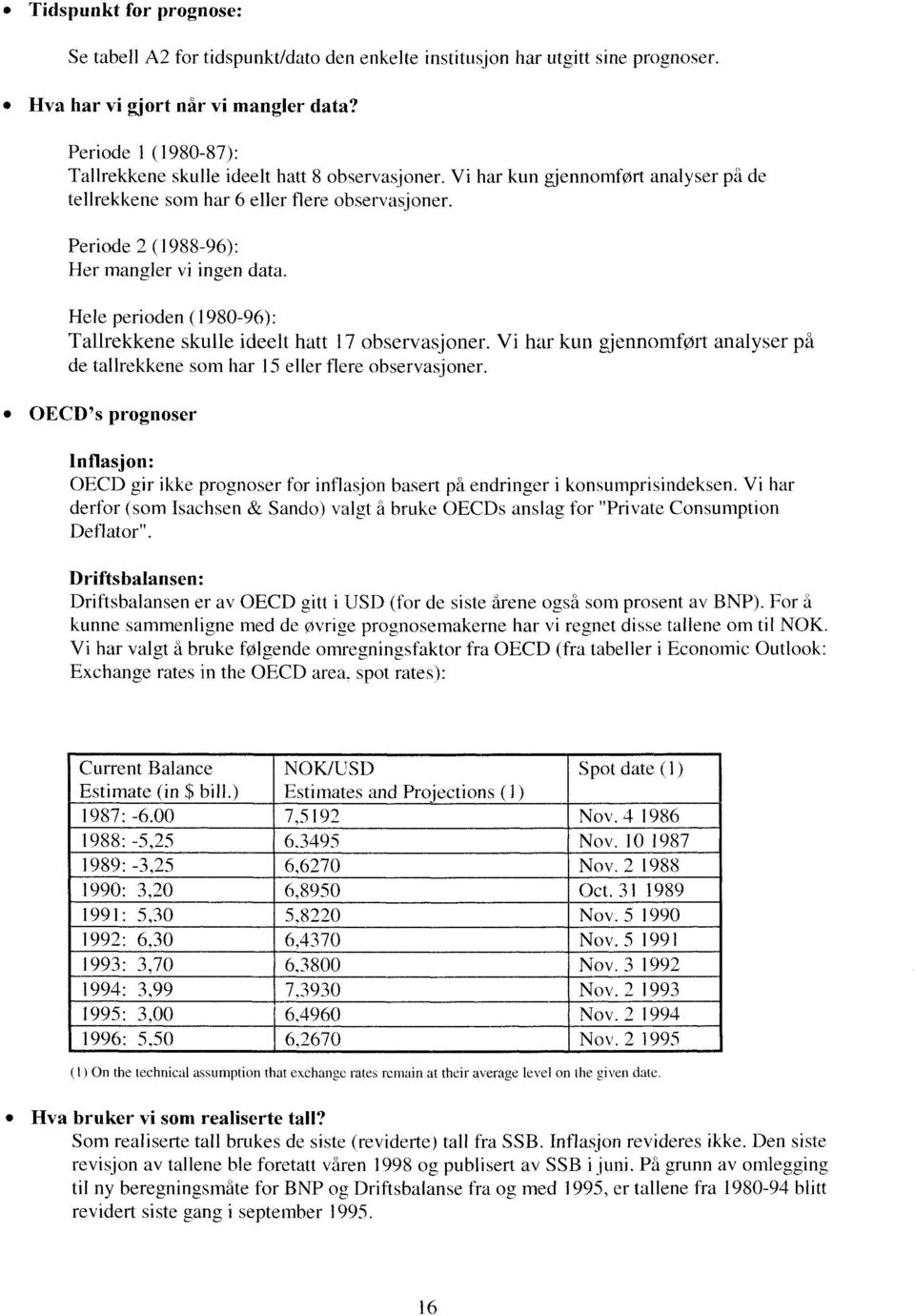 Periode 2 (1988-96): Her mangler vi ingen data. Hele perioden (1980-96): Tallrekkene skulle ideelt hatt 17 observasjoner.