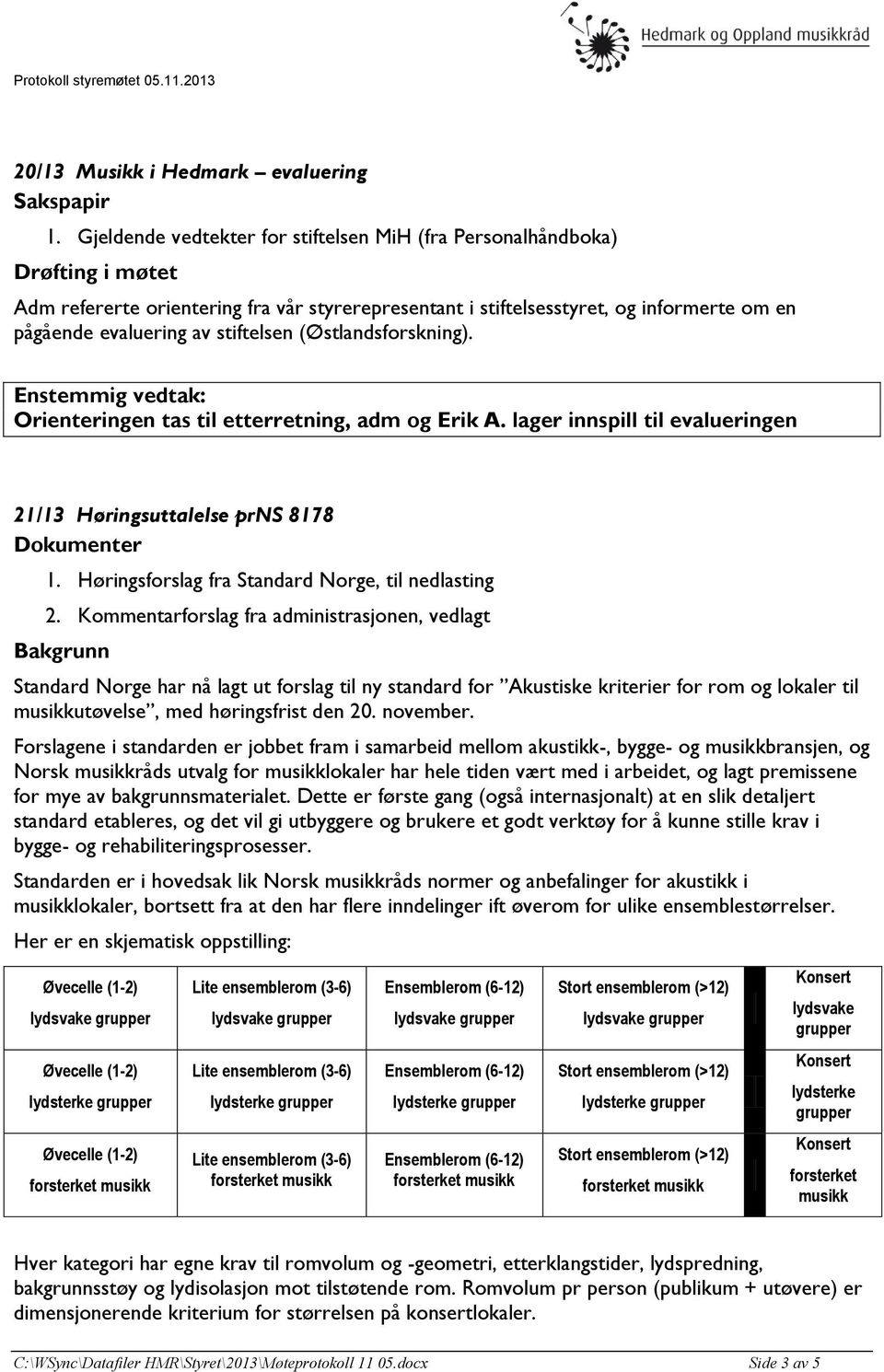 stiftelsen (Østlandsforskning). Orienteringen tas til etterretning, adm og Erik A. lager innspill til evalueringen 21/13 Høringsuttalelse prns 8178 Dokumenter 1.