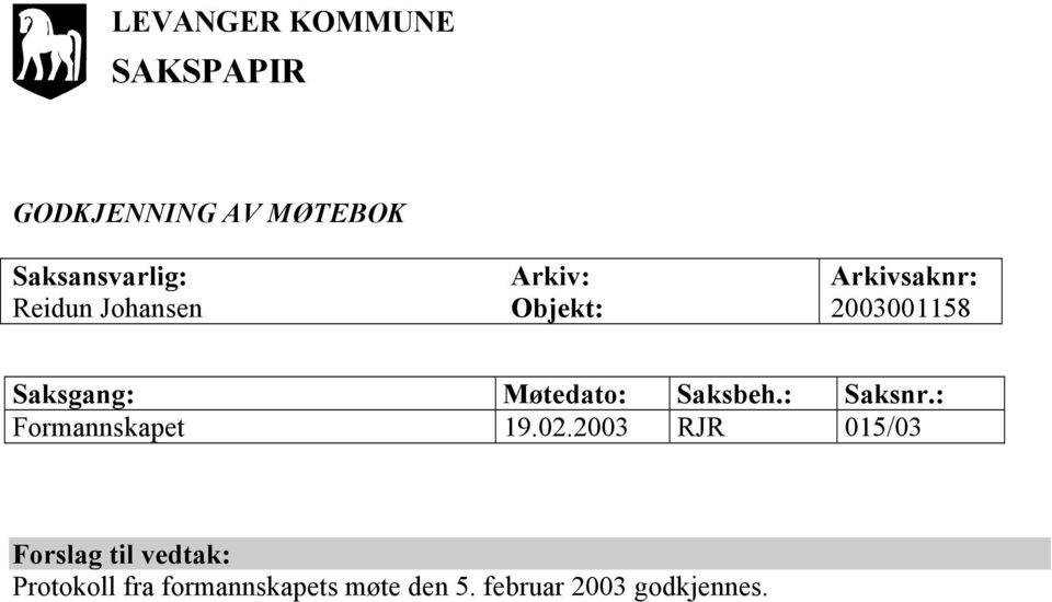 Møtedato: Saksbeh.: Saksnr.: Formannskapet 19.02.