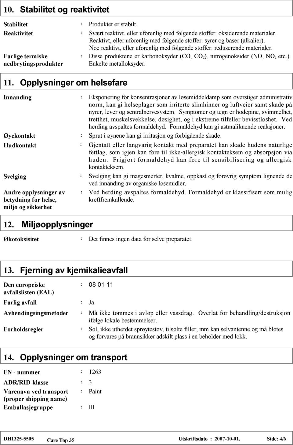 Disse produktene er karbonoksyder (CO, CO2), nitrogenoksider (NO, NO2 etc.). Enkelte metalloksyder. 11.