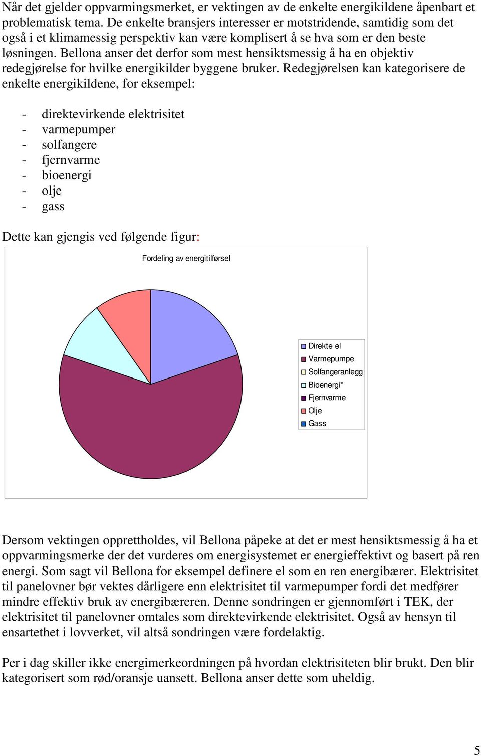 Bellona anser det derfor som mest hensiktsmessig å ha en objektiv redegjørelse for hvilke energikilder byggene bruker.