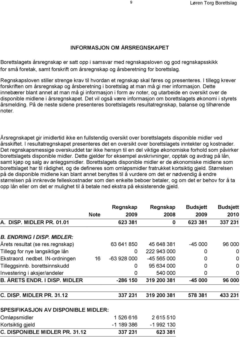 Dette innebærer blant annet at man må gi informasjon i form av noter, og utarbeide en oversikt over de disponible midlene i årsregnskapet.