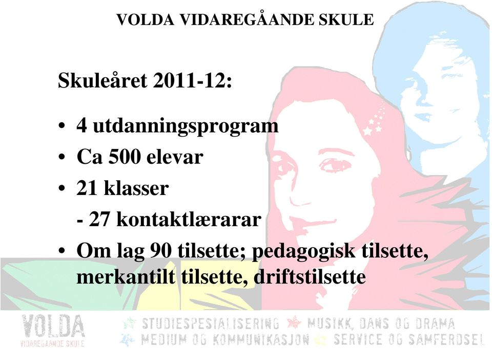 27 kontaktlærarar Om lag 90 tilsette;