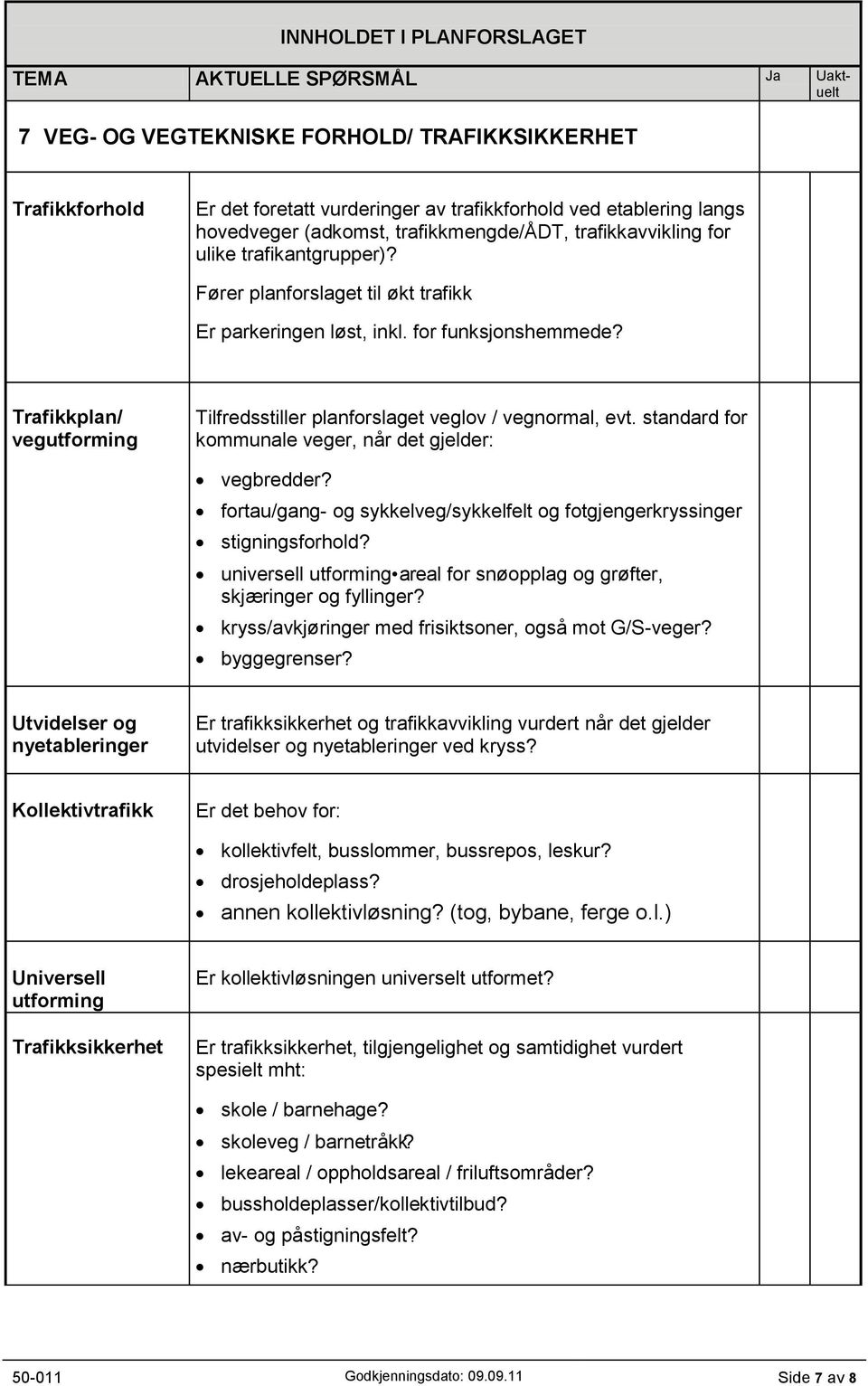 standard for kommunale veger, når det gjelder: vegbredder? fortau/gang- og sykkelveg/sykkelfelt og fotgjengerkryssinger stigningsforhold?