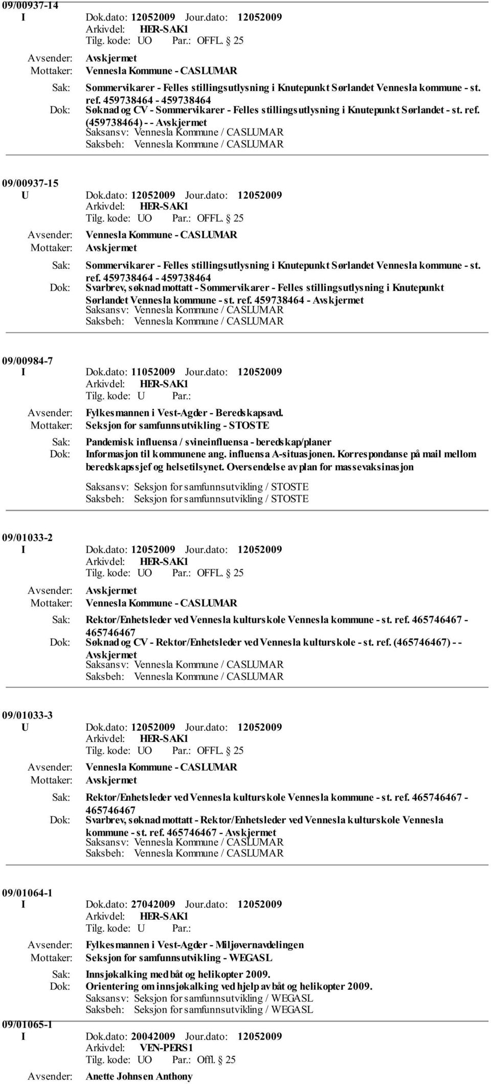 dato: Vennesla Kommune - CASLUMAR Sommervikarer - Felles stillingsutlysning i Knutepunkt Sørlandet Vennesla kommune - st. ref.