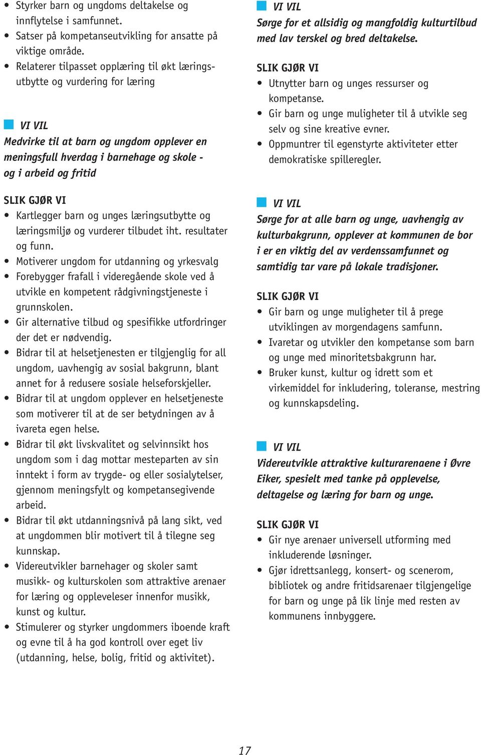 GJØR VI Kartlegger barn og unges læringsutbytte og læringsmiljø og vurderer tilbudet iht. resultater og funn.