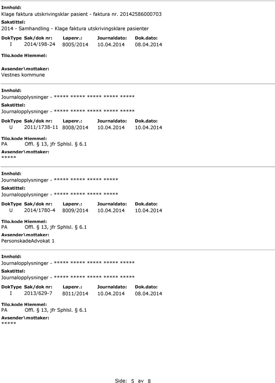 2014/198-24 8005/2014 Vestnes kommune 2011/1738-11 8008/2014