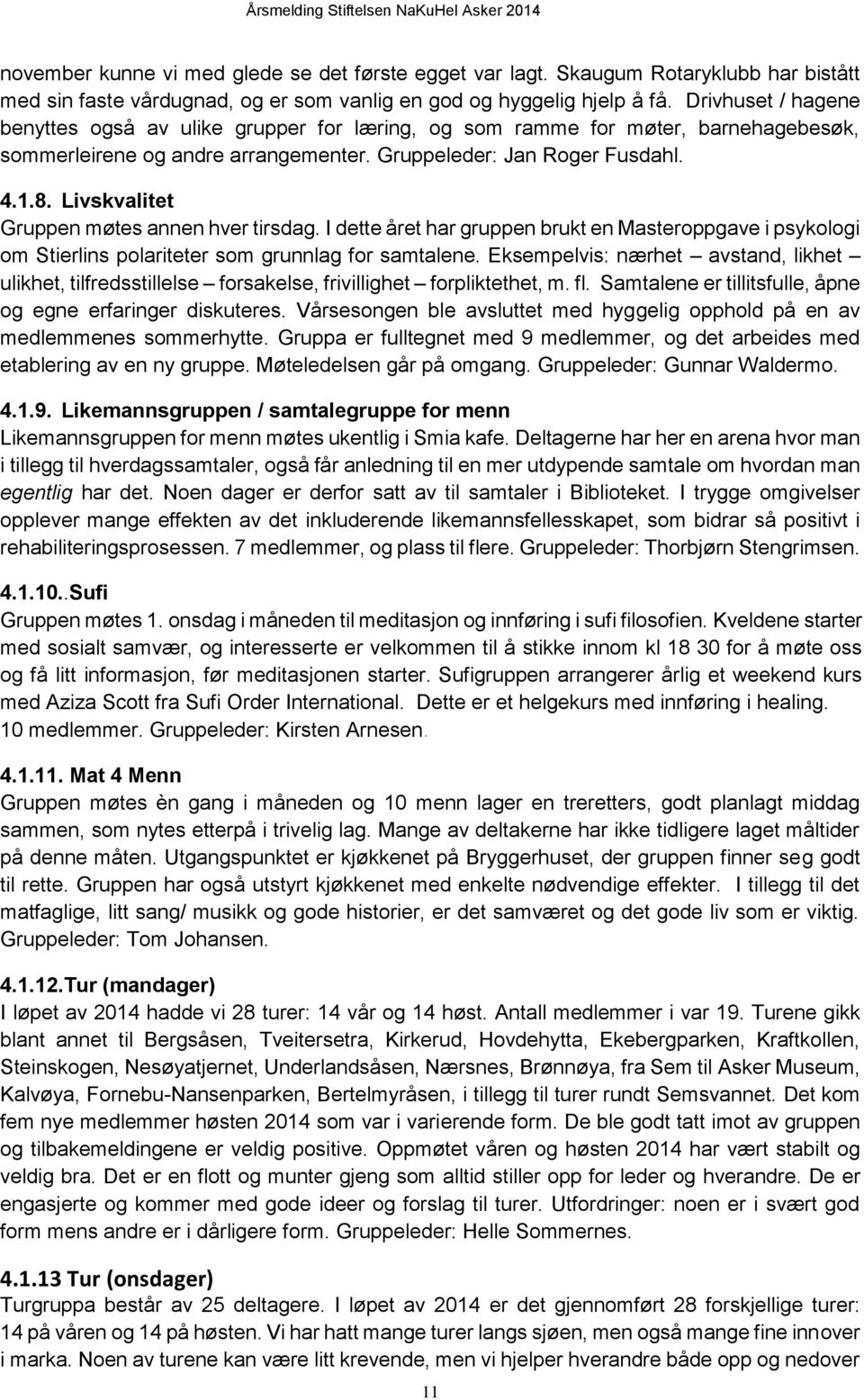 Drivhuset / hagene benyttes også av ulike grupper for læring, og som ramme for møter, barnehagebesøk, sommerleirene og andre arrangementer. Gruppeleder: Jan Roger Fusdahl. 4.1.8.