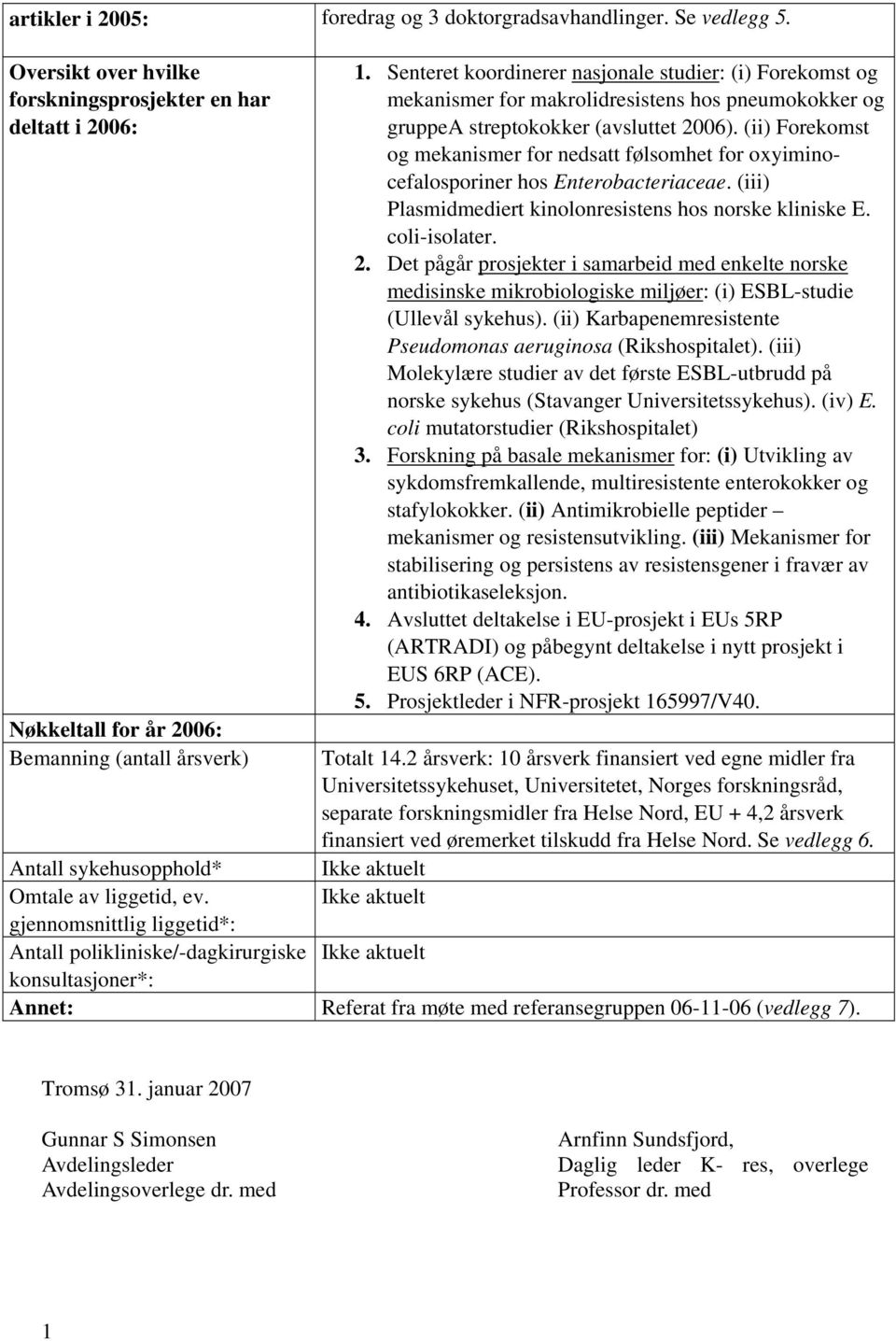 (ii) Forekomst og mekanismer for nedsatt følsomhet for oxyiminocefalosporiner hos Enterobacteriaceae. (iii) Plasmidmediert kinolonresistens hos norske kliniske E. coli-isolater. 2.